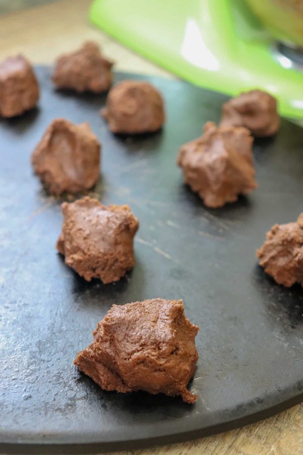 Picture of cookie dough on a baking sheet.