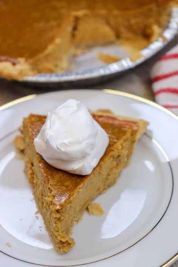 Picture of pumpkin pie on a plate