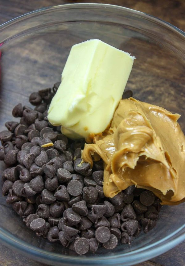 Picture of butter, chocolate chips, and peanut butter