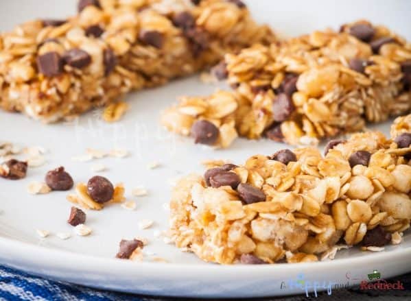 Picture of granola bars on a white plate