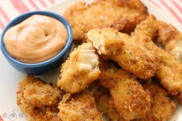 Picture of chicken strips on a plate