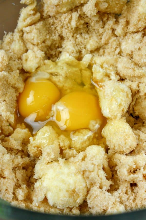 Picture of eggs in a bowl with cookie dough