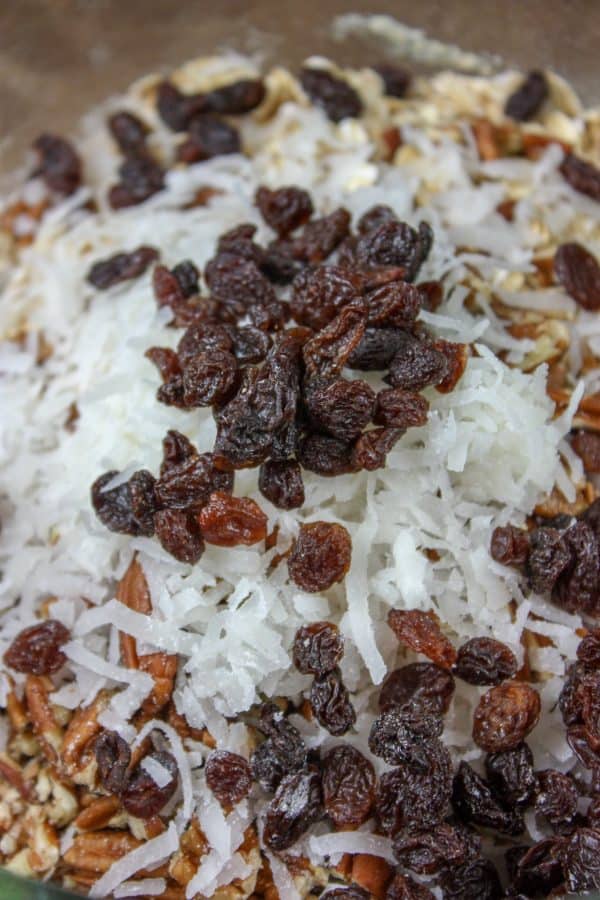 Picture of raisins in a mixing bowl