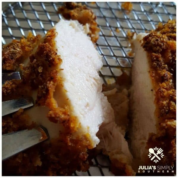 Picture of fried chicken on a fork