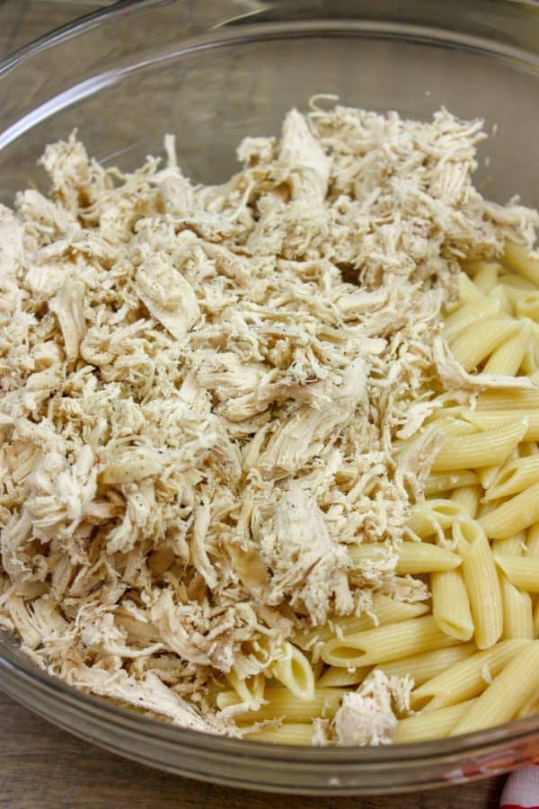 Picture of shredded chicken in a bowl