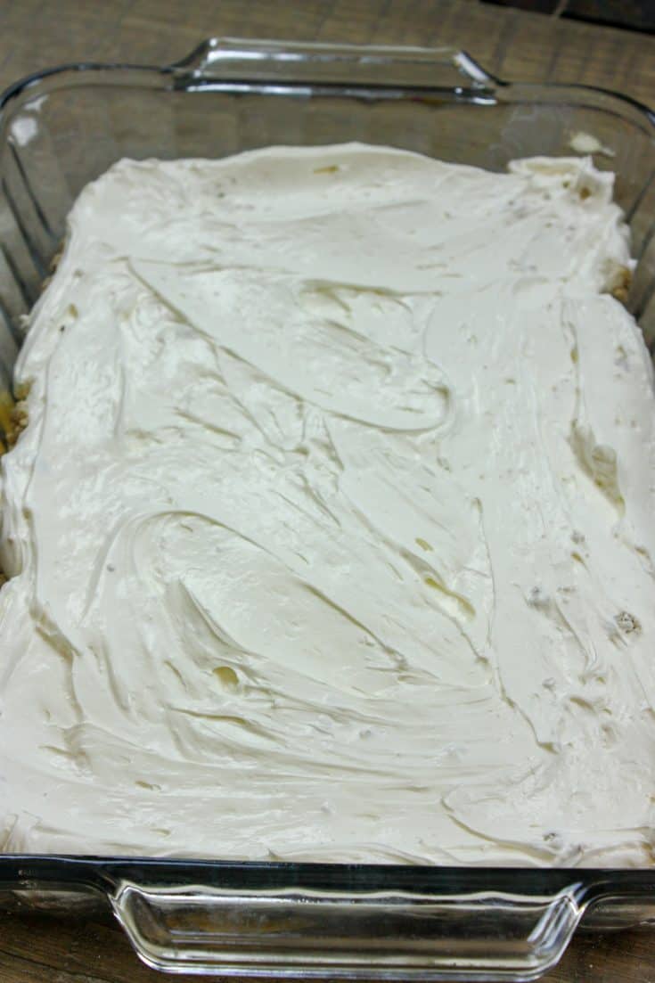 Picture of a cream cheese layer in a dish