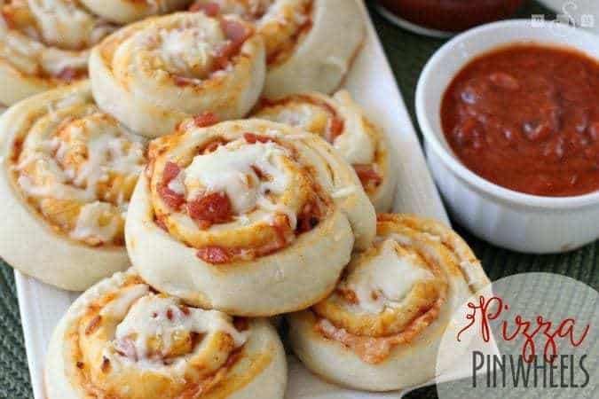 Picture of pizza pinwheels on a plate