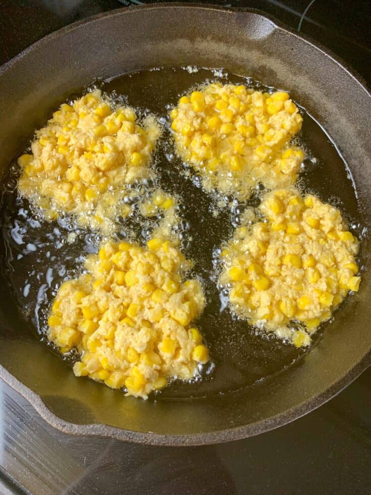 Picture of corn fritters in a skillet