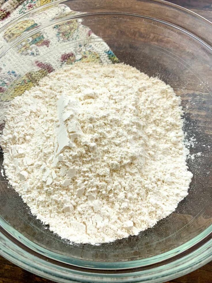 All-purpose flour in a glass bowl