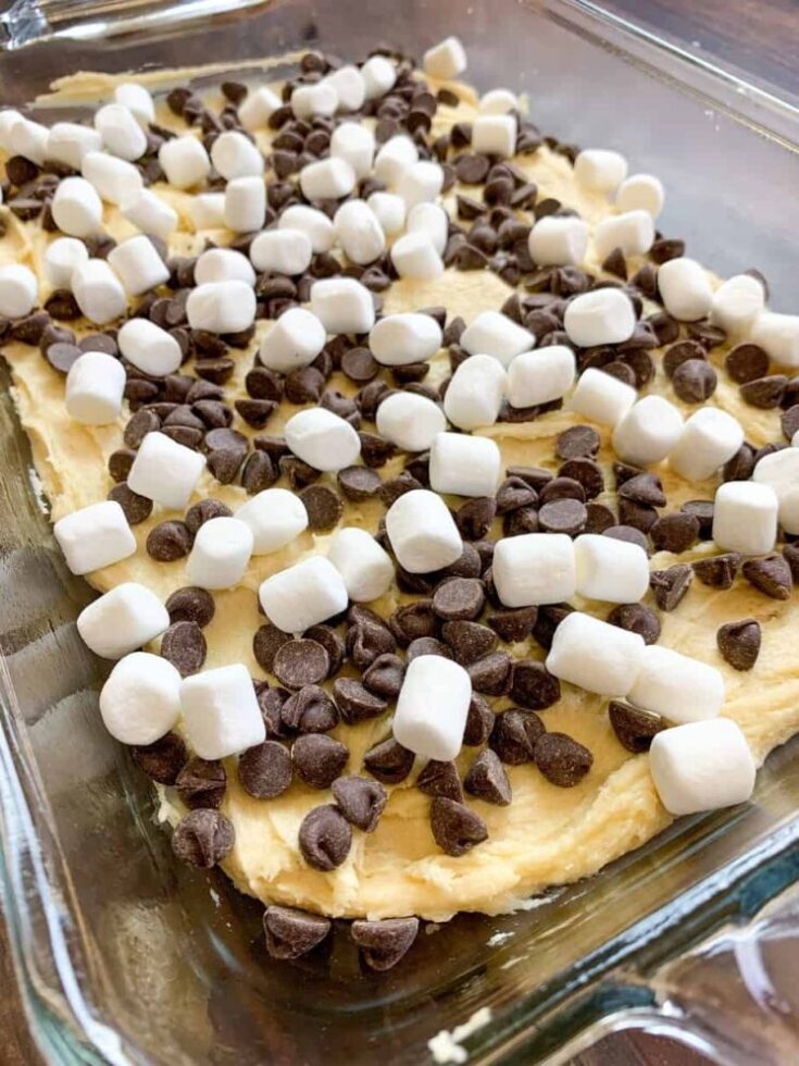 Cookie dough with chocolate chips and marshmallows