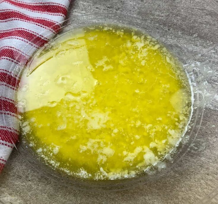 Melted butter in a glass bowl