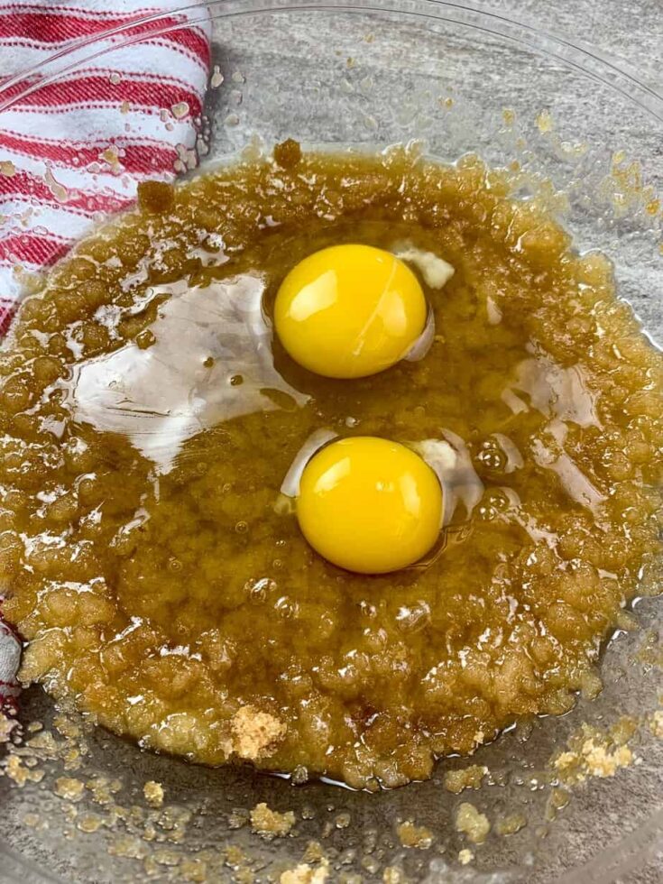 Eggs and cookie dough in a bowl