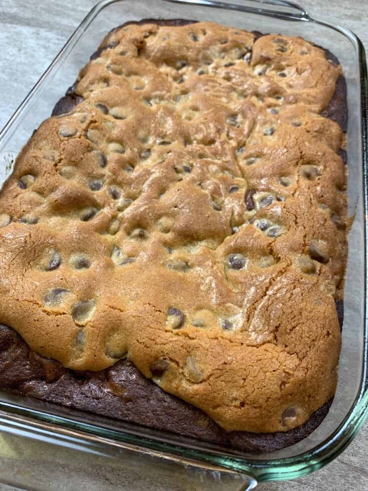 Brookies baked in a casserole dish