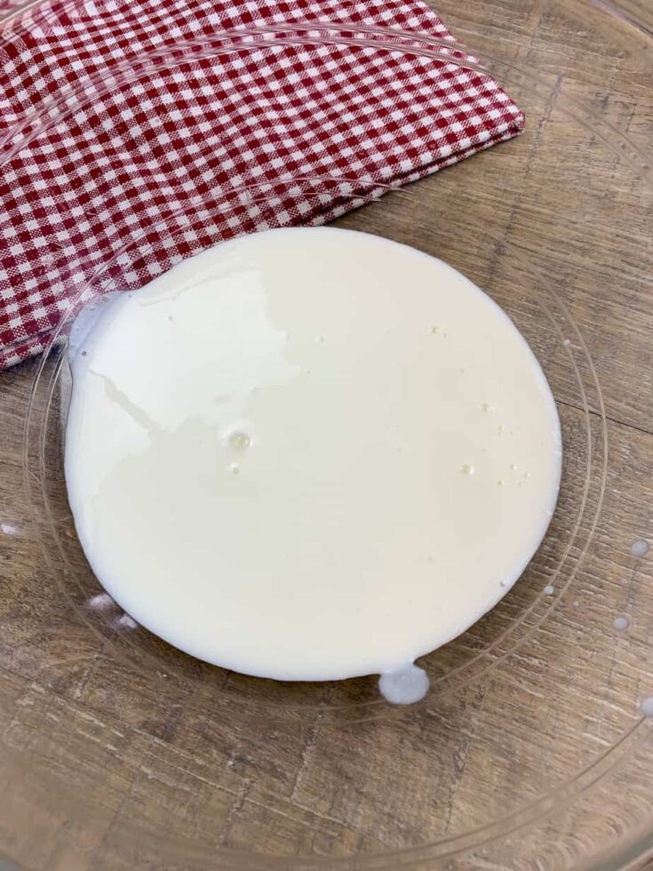 Buttermilk in a glass bowl. 