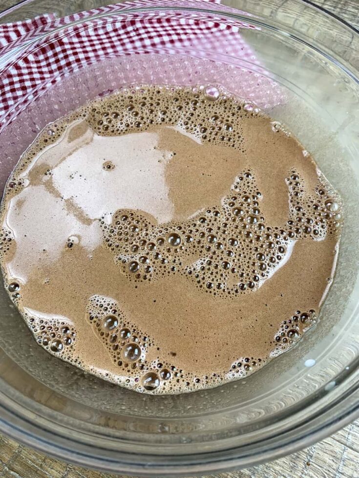 Cake ingredients in a glass bowl