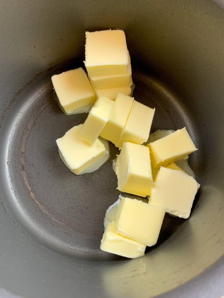 Cubes of butter in a saucepan