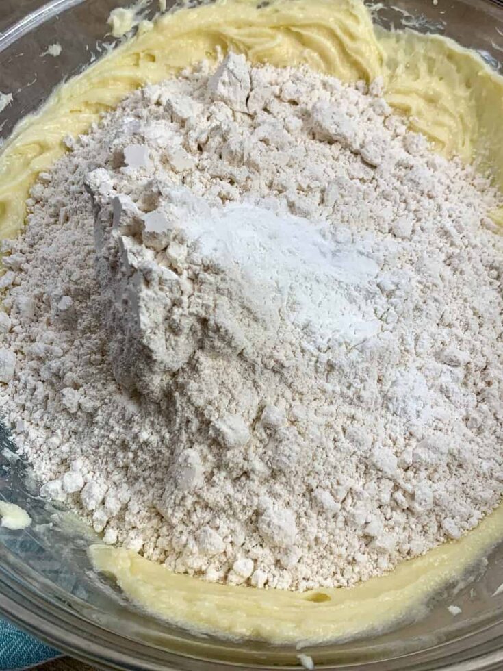 A butter mixture with flour, baking powder, and baking soda