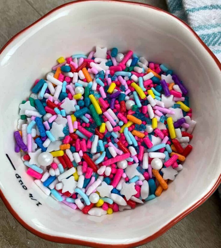 Sugar sprinkles in a small bowl