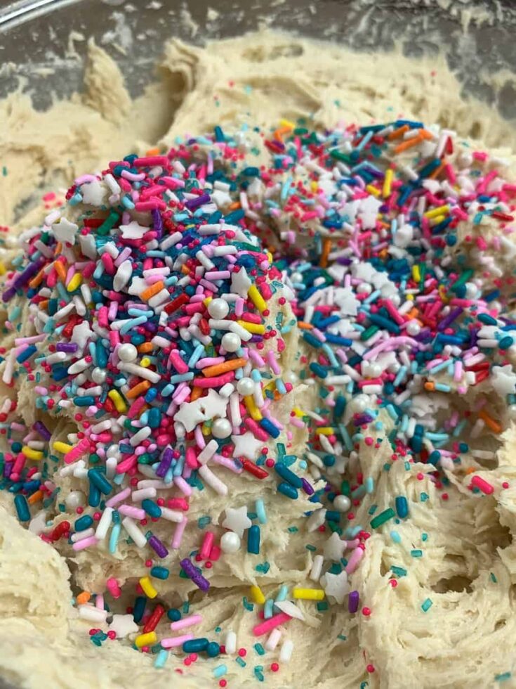 Sprinkles in a cookie bar mix