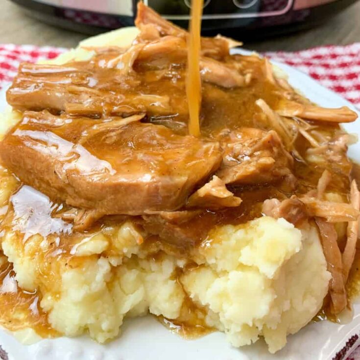 Pork chops with gravy and mashed potatoes