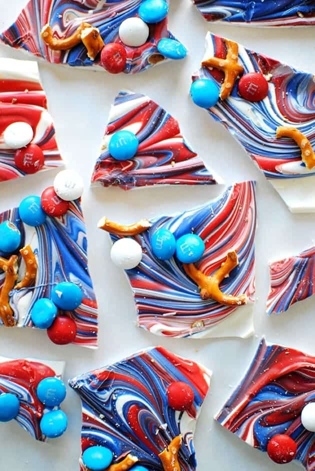 Red, White, and Blue Candy Bark