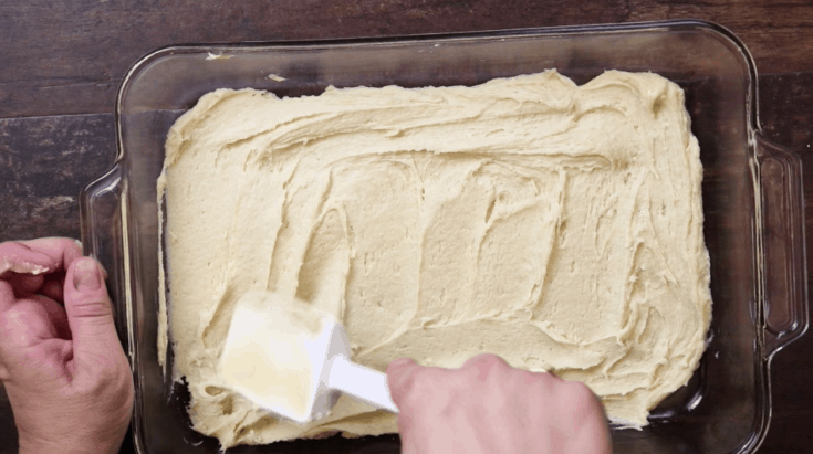Cookie dough inside of a casserole dish