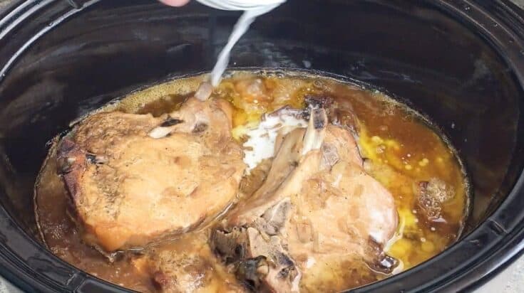 Pork chops in a slow cooker with corn starch and water