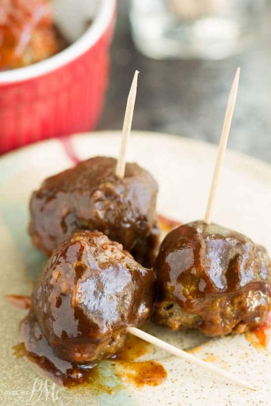 Slow Cooker Bourbon Whiskey Meatballs - Call Me PMC