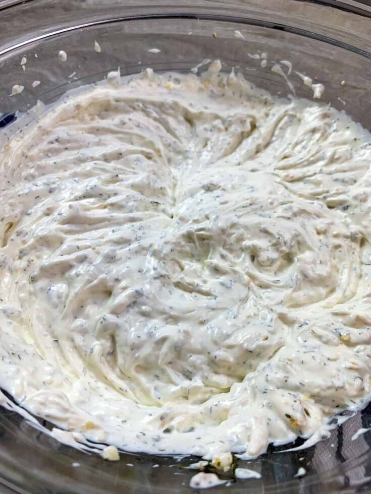 Sour cream dip recipe in a bowl.