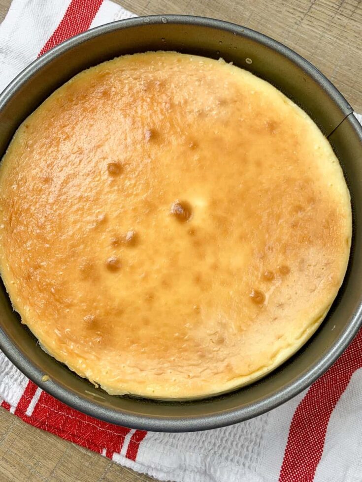 Baked cheesecake in a springform pan