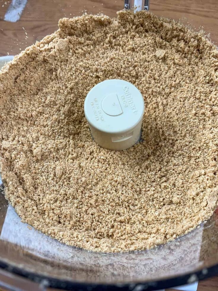 Crushed up graham crackers in the food processor