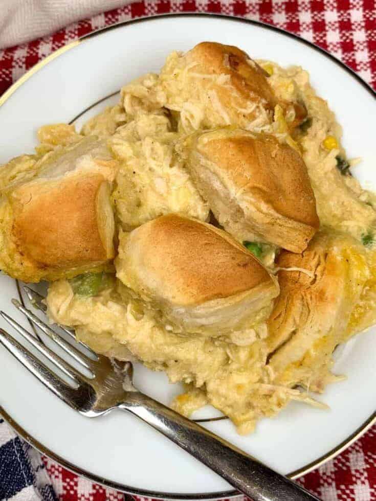 Chicken and biscuits on a plate