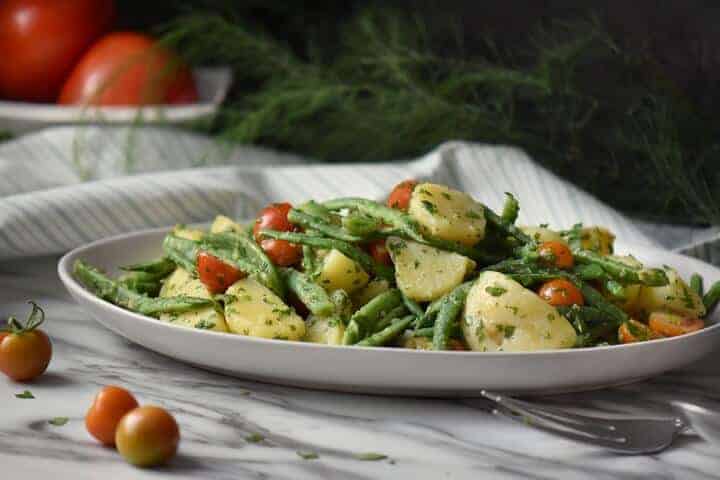 Italian Potato Salad with Green Beans and NO mayo!