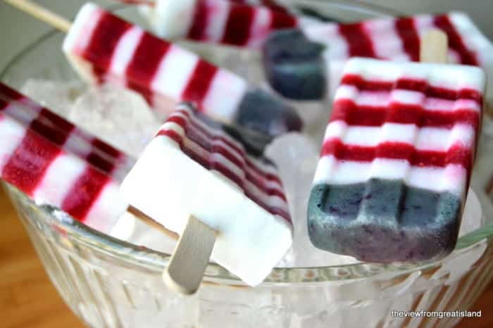 Red White and Blueberry Yogurt Popsicles