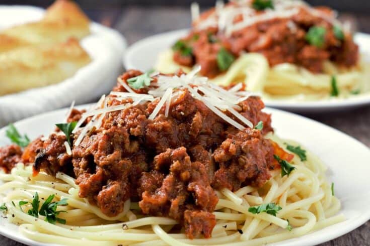 Spaghetti with Homemade Meat Sauce Recipe for Two