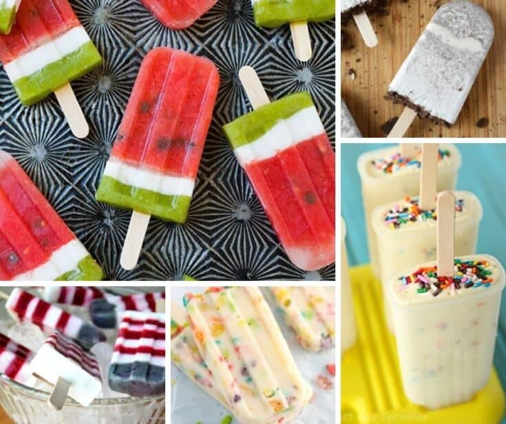 Five pictures of popsicles