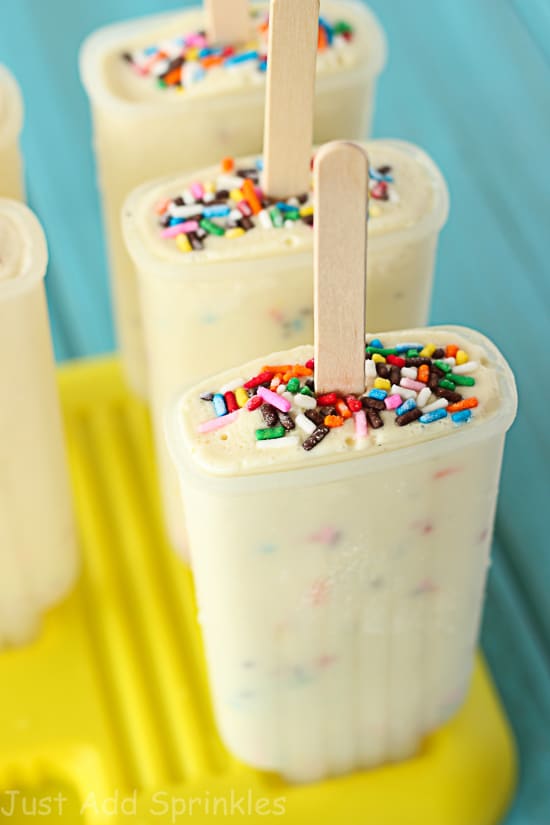 Cake Batter Popsicles