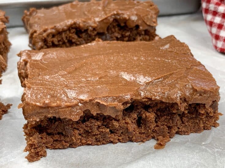 Lunchlady brownie on a counter