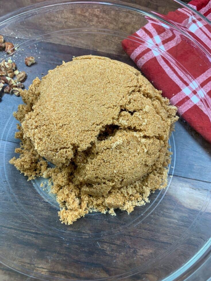 Brown sugar in a glass bowl