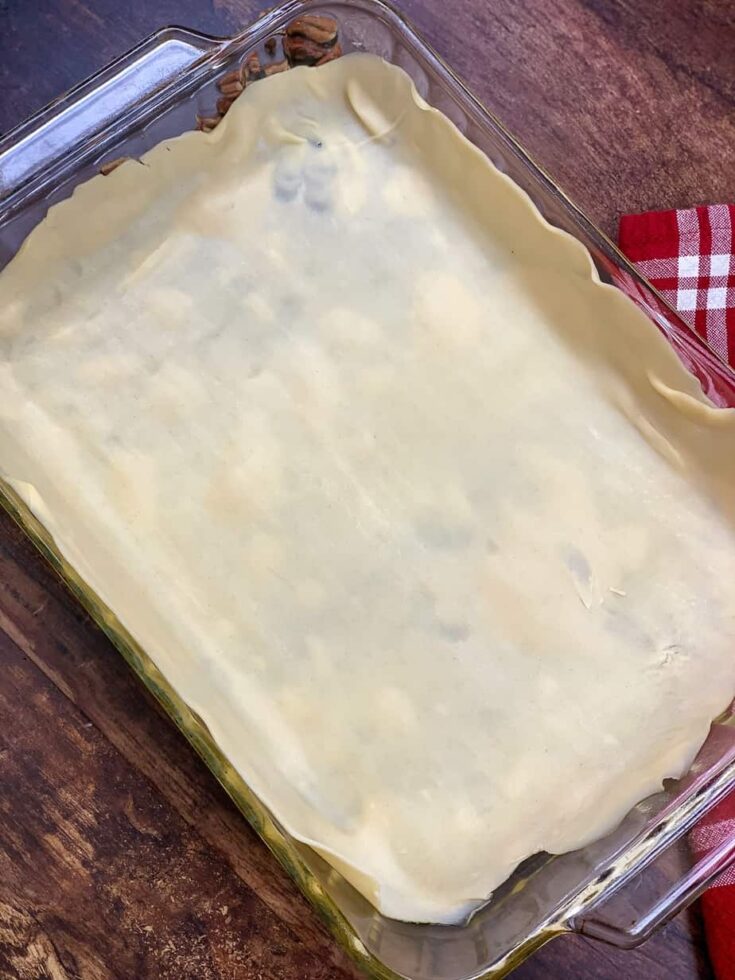 Pie crust in a casserole dish