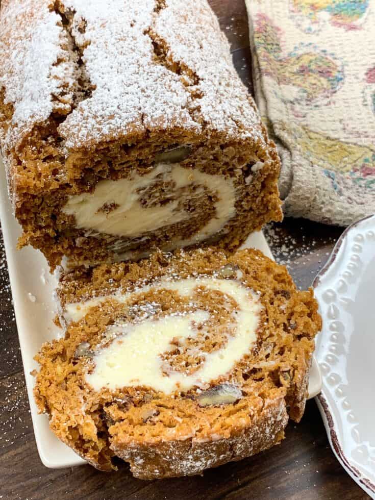 Pumpkin roll on a plate