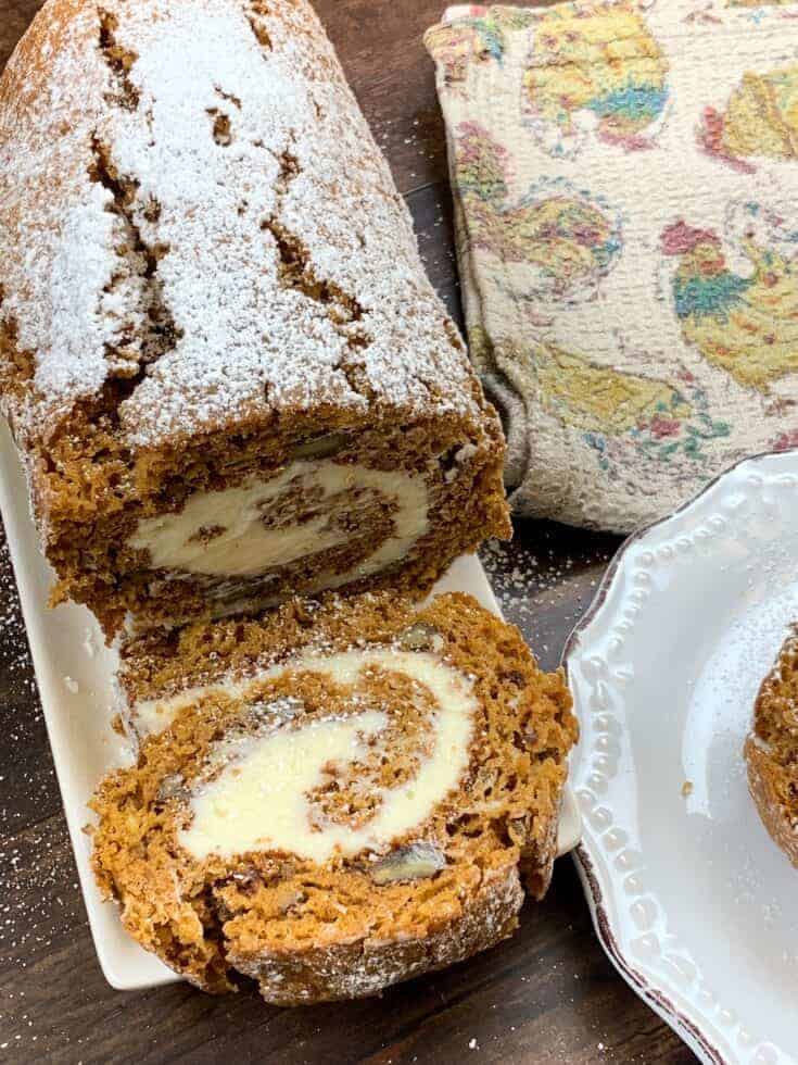 Pumpkin roll on a small plate