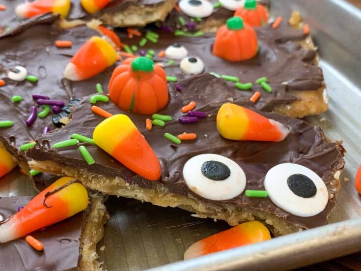 Crack candy on a cookie sheet