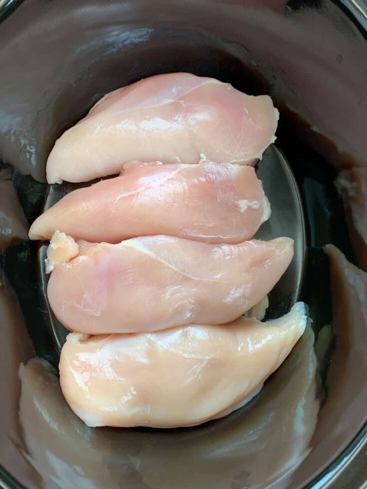 Chicken breasts in a slow cooker