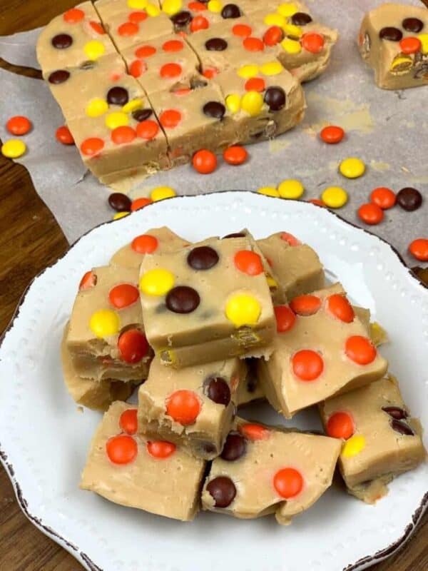 Reese's peanut butter fudge on a plate