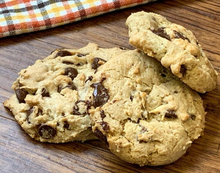 Cookies stacked on a counter