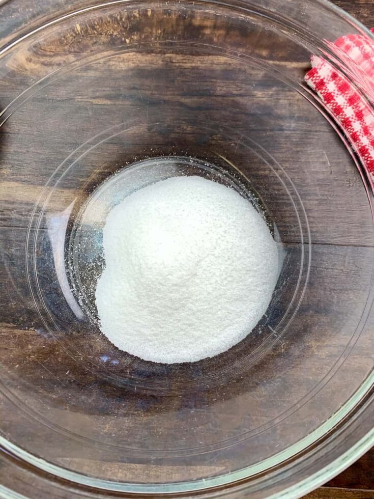 Sugar in a glass bowl