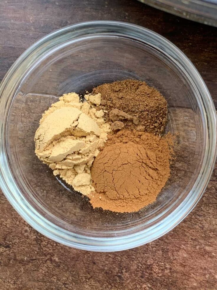 Spices for gingerbread cake in a bowl