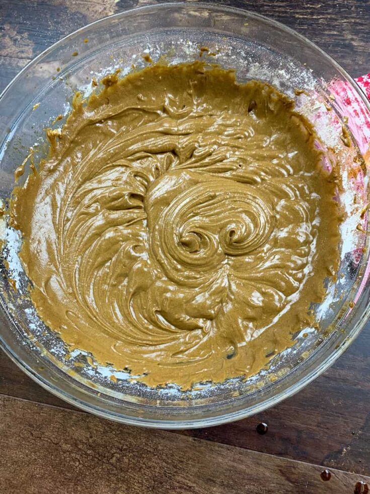 Cake batter in a glass bowl