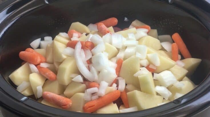 Stew meat, potatoes, carrots, and onions for beef stew